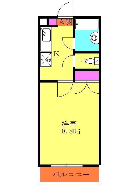 ウィンビュ湘南(1K/2階)の間取り写真