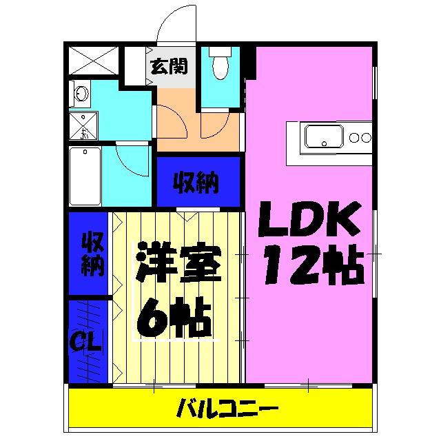 ニューライフ津田沼東(1LDK/2階)の間取り写真