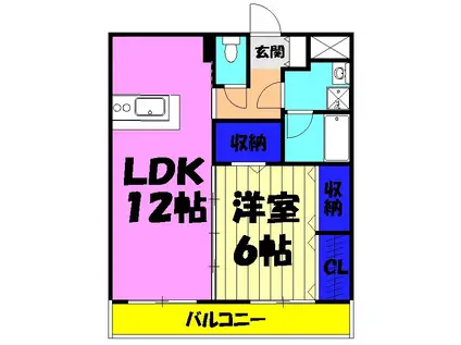 ニューライフ津田沼東(1LDK/3階)の間取り写真