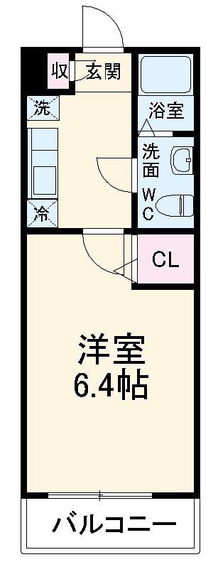 リブリ・ハナミズキ湘南台(1K/2階)の間取り写真