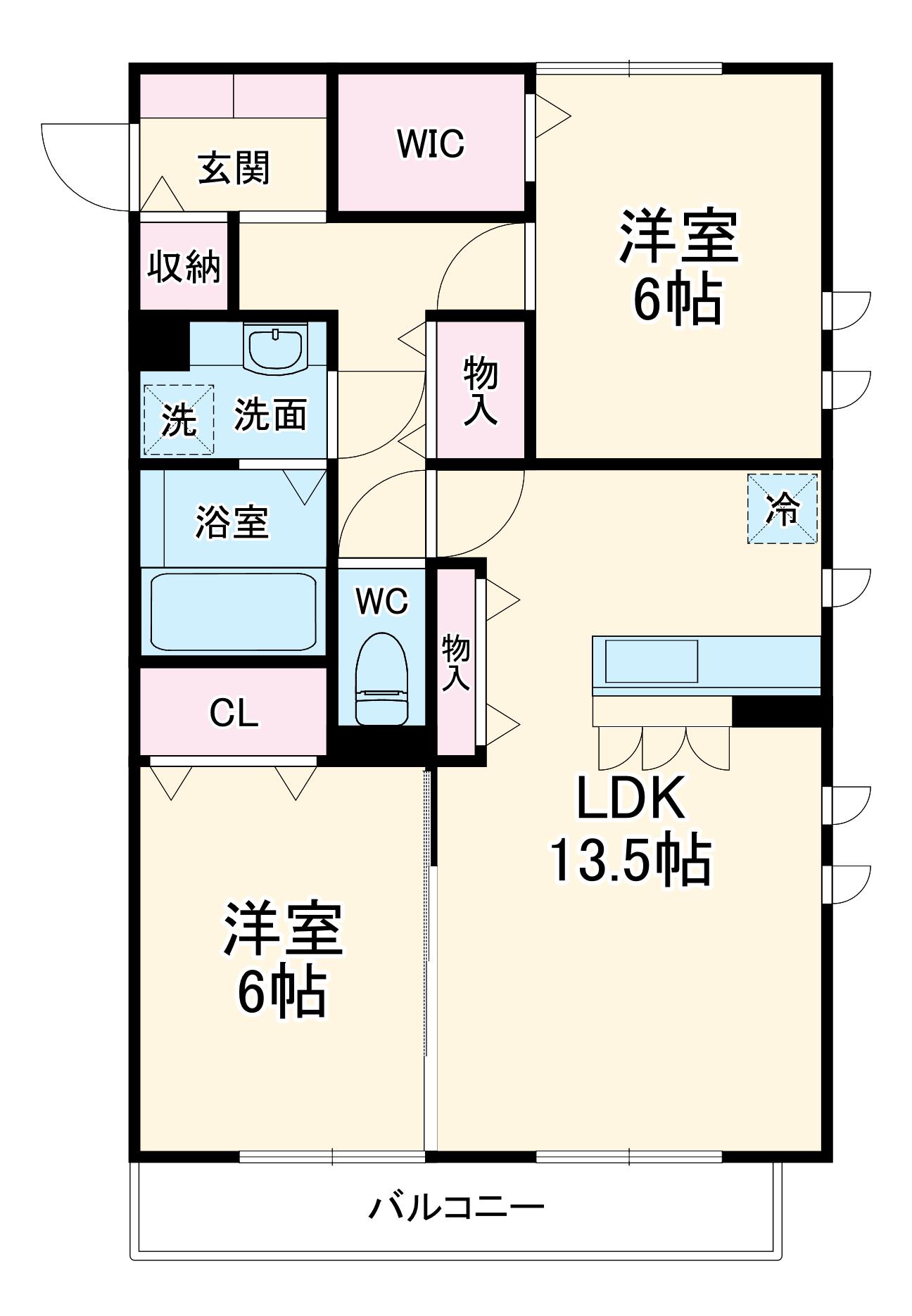 グラン レーヴ1(2LDK/2階)の間取り写真