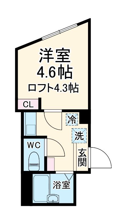 リーヴェルLECO横浜ACTⅡ(1K/1階)の間取り写真