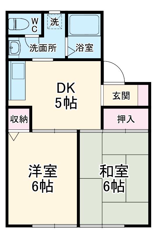 グリーンハイツ峰沢(2DK/1階)の間取り写真