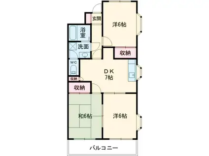 プラムフラワーガーデン(3DK/3階)の間取り写真