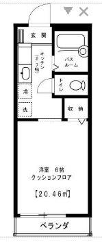 ジュネスⅡ(1K/2階)の間取り写真