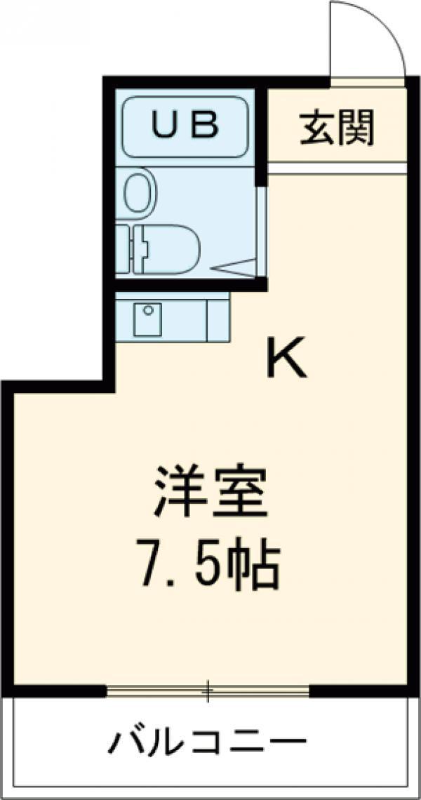 三光ハイツ(ワンルーム/2階)の間取り写真