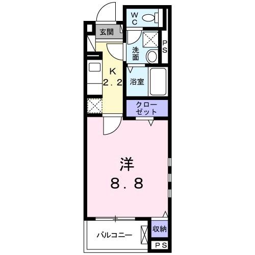 クレセントⅡ(1K/1階)の間取り写真