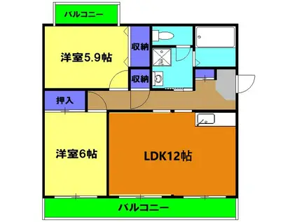 チロリン 邑 Ⅰ(2LDK/4階)の間取り写真