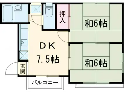 ファミーユアサヒ(2DK/2階)の間取り写真