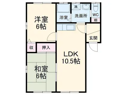 スクウェア25(2LDK/1階)の間取り写真