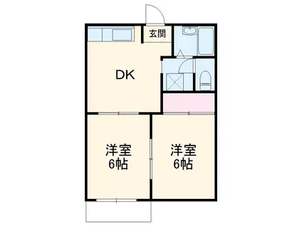 ビラアークルA(2DK/2階)の間取り写真