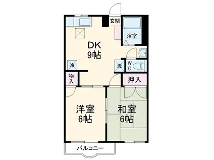 市ヶ尾森ビル六番館(2DK/2階)の間取り写真