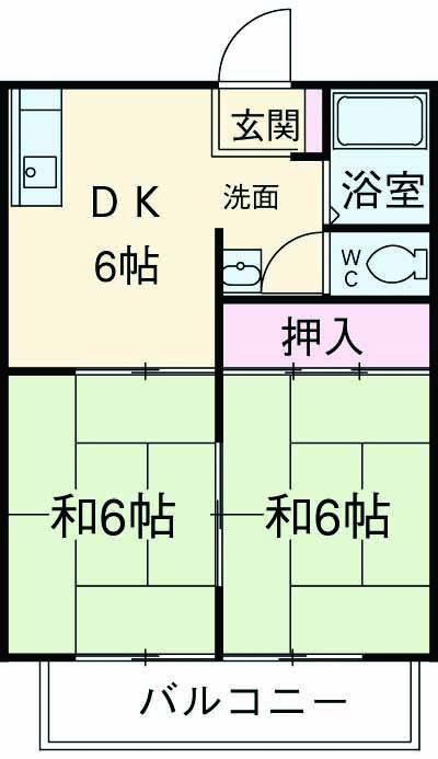 ハイツ松下B(2DK/2階)の間取り写真