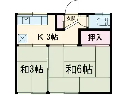 第3川端荘(2K/2階)の間取り写真