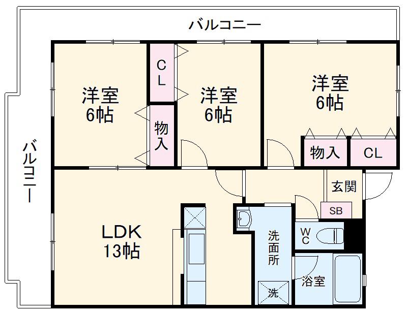 ボアソルテ(3LDK/1階)の間取り写真