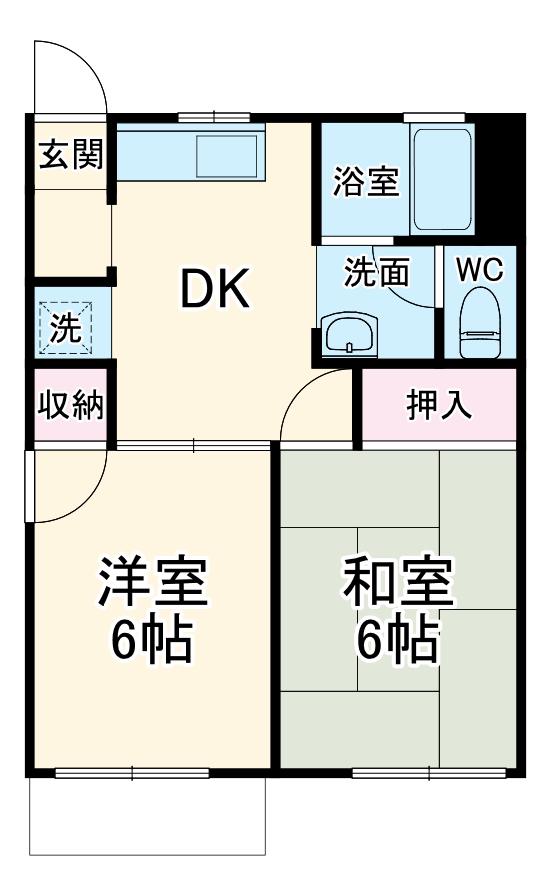 フォーブル相川B(2DK/2階)の間取り写真