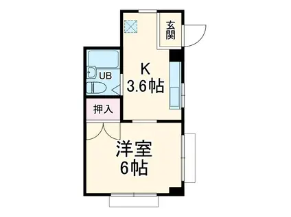 リベラル行徳(1K/2階)の間取り写真