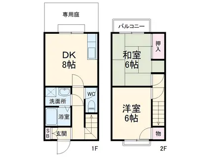 ユトリピアＦ−１(2DK)の間取り写真