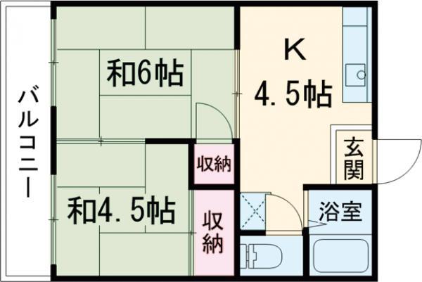 サンハイツ(2DK/1階)の間取り写真