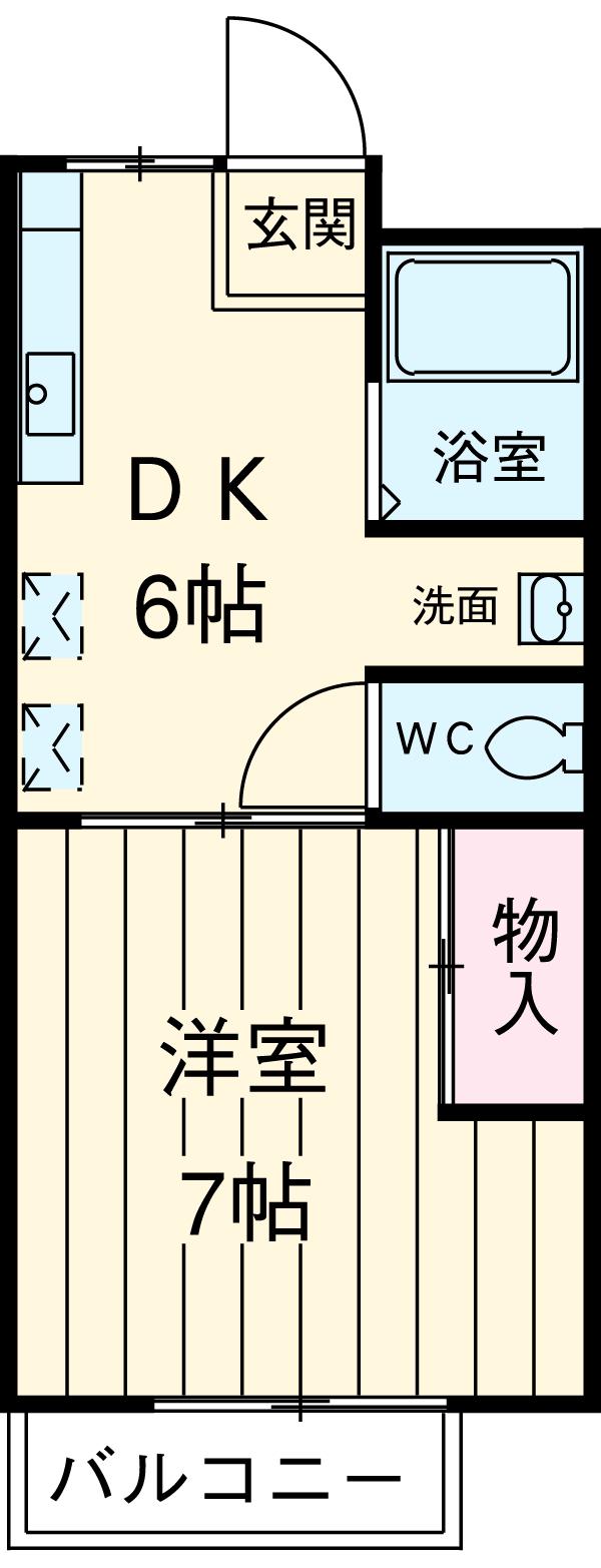 グランドハイツⅢ(1DK/2階)の間取り写真