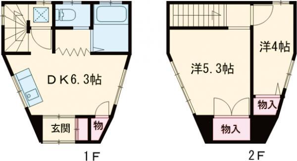 総武・中央緩行線 小岩駅 徒歩14分 2階建 築42年(2DK)の間取り写真