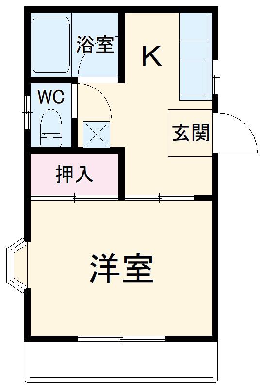 リバーサイドスィート市川A(1K/1階)の間取り写真