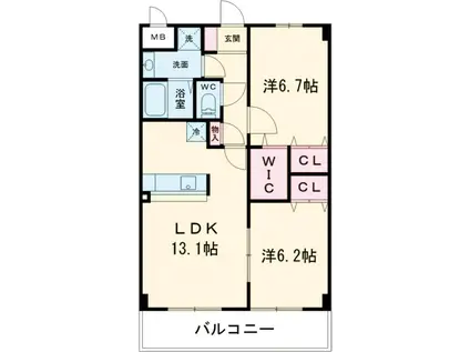 サンモールスクエア(2LDK/3階)の間取り写真
