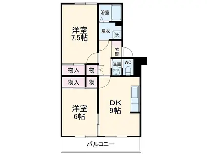 ファミーユ杁ヶ池(2DK/3階)の間取り写真