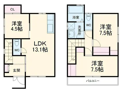 名鉄名古屋本線 牛田駅(愛知) 徒歩17分 2階建 築6年(3LDK)の間取り写真