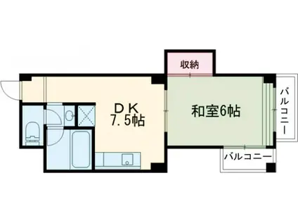 ツインドエルひぐらし(1DK/5階)の間取り写真