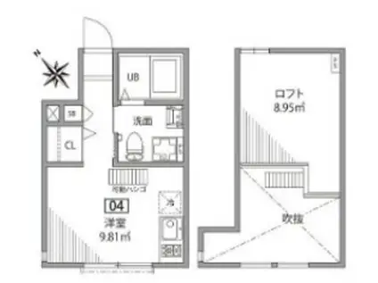 オギクボテラス(ワンルーム/1階)の間取り写真