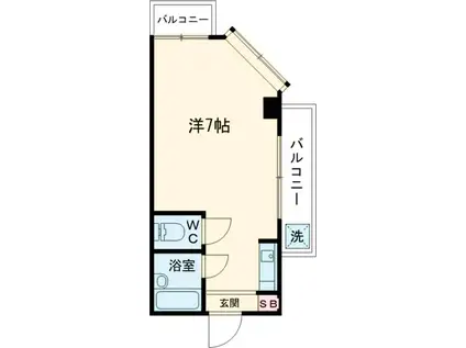 渡辺ハイツ(ワンルーム/2階)の間取り写真