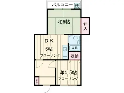 王子フラワーマンション(2DK/6階)の間取り写真