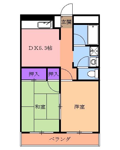 ハイツウエストタウン(2DK/3階)の間取り写真
