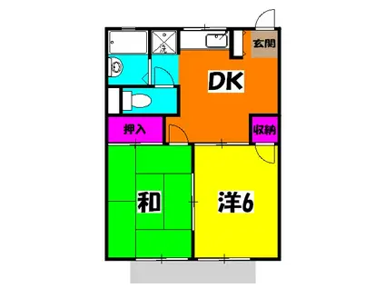 ハイツ登美(2DK/1階)の間取り写真
