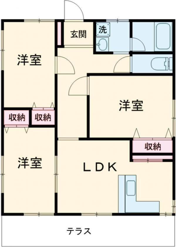 東北本線 宇都宮駅 バス乗車時間：20分 上戸祭４丁目バス停で下車 徒歩5分 1階建 築19年(3LDK)の間取り写真