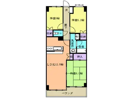 エクセレンス元町(3LDK/3階)の間取り写真