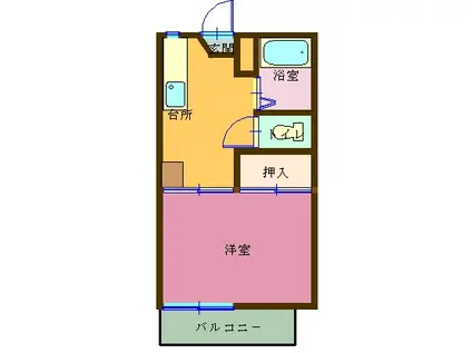 たかねハウス(1K/1階)の間取り写真