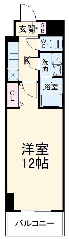サンライズ宇都宮(1K/7階)の間取り写真