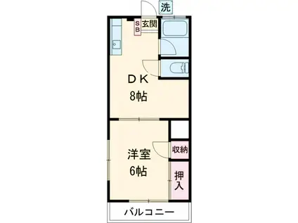 前橋コーポ(1DK/2階)の間取り写真