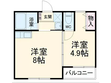 安武アパート駅東(1LDK/1階)の間取り写真