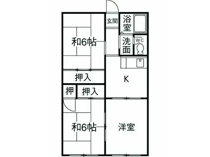 コスモハイツ2(3DK/1階)の間取り写真