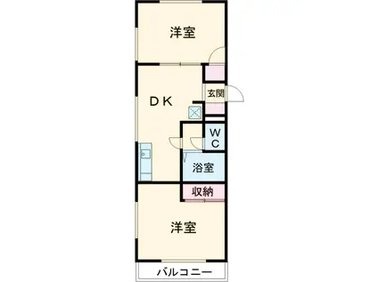ライフメイト吉澤(2DK/2階)の間取り写真