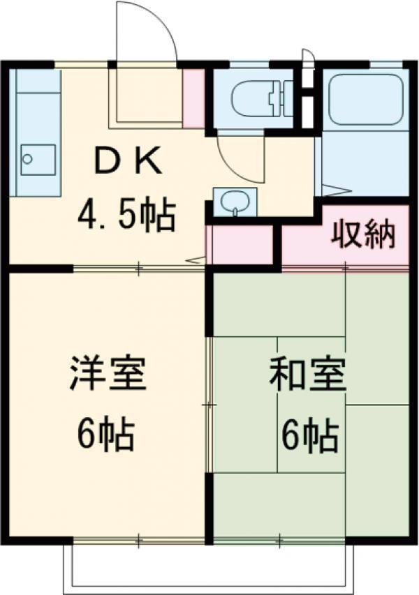 菊地ハイツC(2DK/2階)の間取り写真