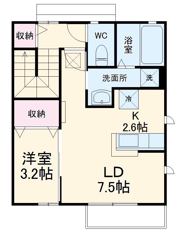 オルジャーノⅡ(1SK/2階)の間取り写真