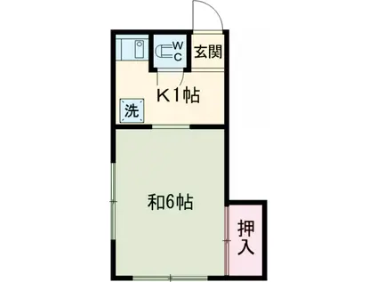 睦荘(1K/2階)の間取り写真