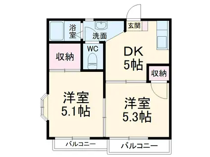 コーポプランタンB(2DK/2階)の間取り写真