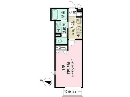 シャンブルⅡ(1K/2階)の間取り写真