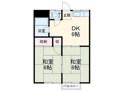アイリス(2DK/2階)の間取り写真