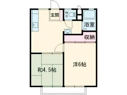菊地ハイツB(2DK/1階)の間取り写真